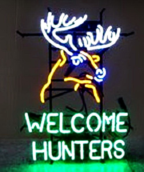 Welcome Hunters Deer Buck Stag Neon Sign